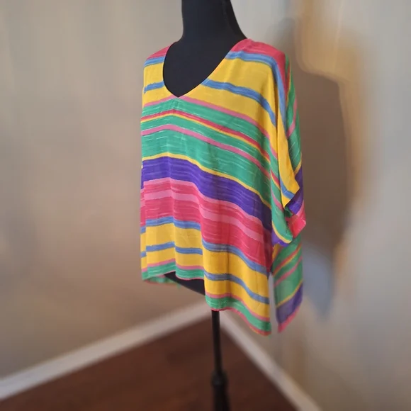 Show Me Your Mumu USA Colorful Striped Sheer Top Or Cover Up - Picture 5 of 15